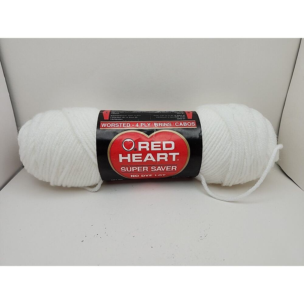 RED HEART SUPER SAVER in White 311 3oz No Dye Lot 100% Acrylic Worsted 4 PLY USA